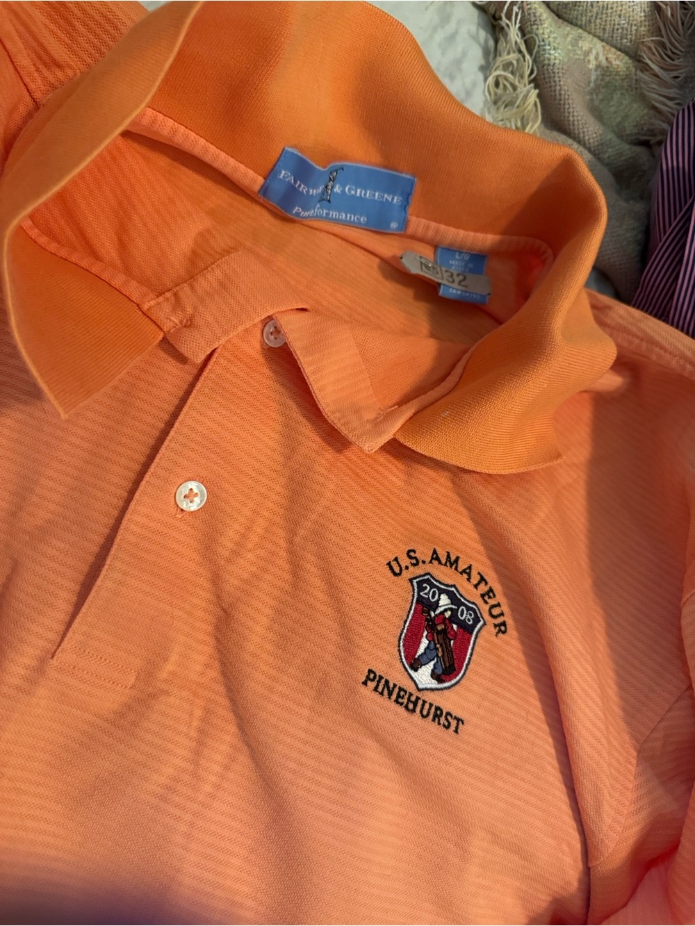 Fairway & Greene Men's Orange Pinehurst Polo Shirt large like new! Large